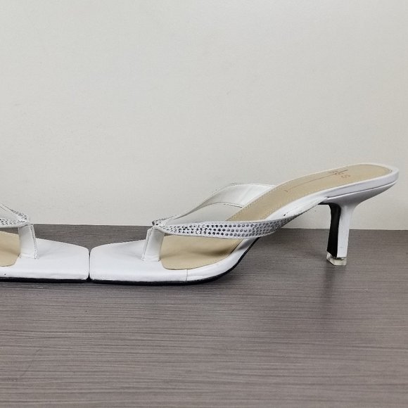 Black Suede Studio Crystal Embellished Sandal, White Leather, Womens Size 7.5 - Picture 6 of 10